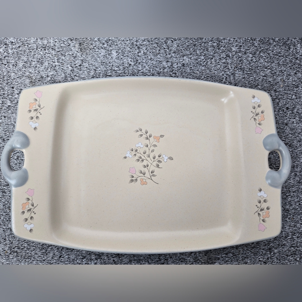Pfaltzgraff "Remembrance" Floral Ceramic Serving Tray with Handles